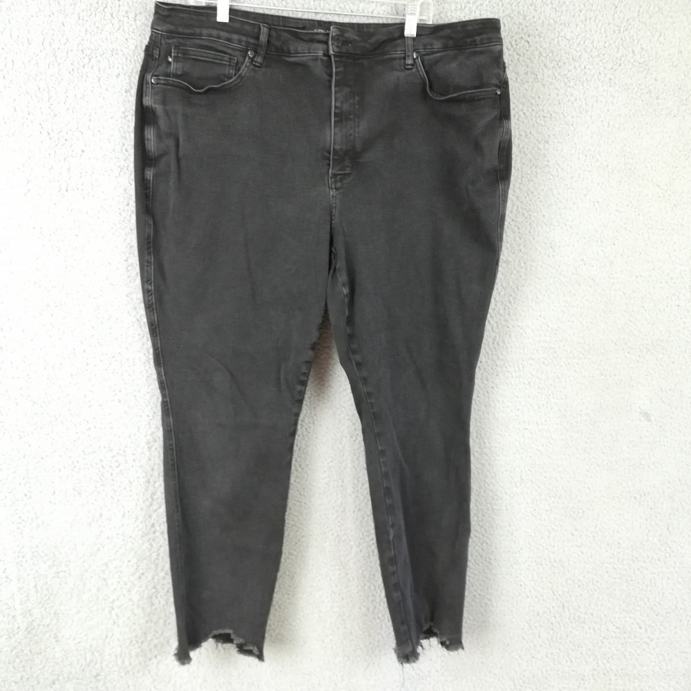 Judy Blue Womens Jeans Skinny Ankle Black Denim High Rise Frayed Plus 24W